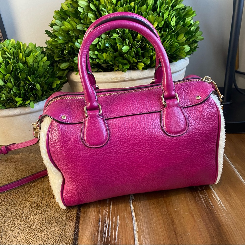 Coach Shearling Bennet Fushia Crossbody Handbag - Picture 10 of 16